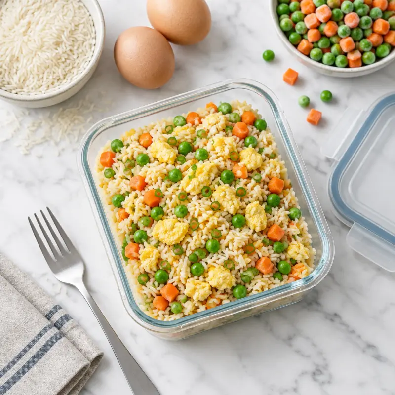Egg Fried Rice, packed for lunch
