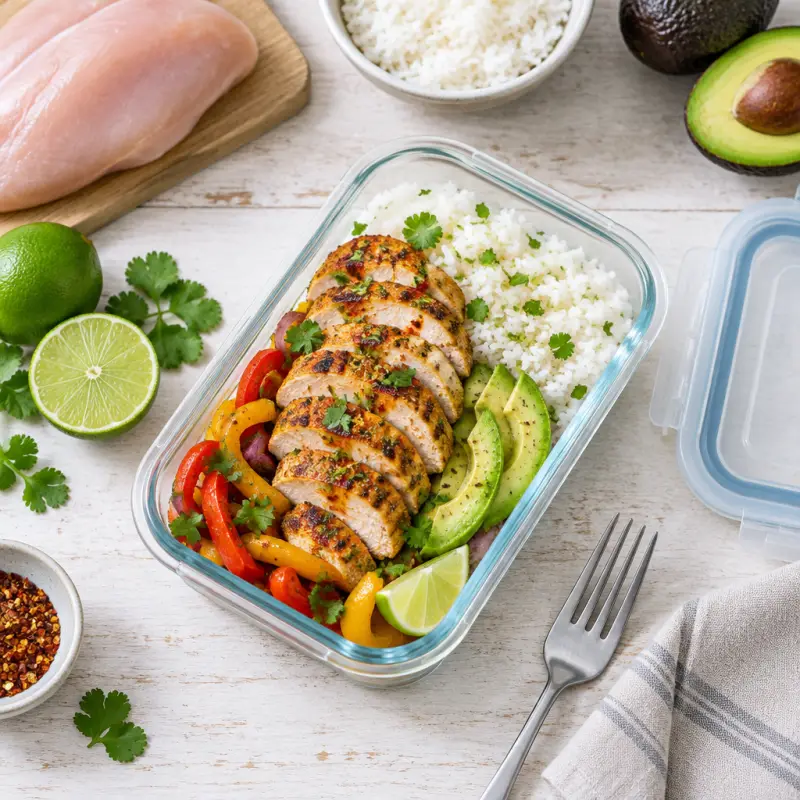 Chili-Lime Chicken Protein Box, packed for lunch