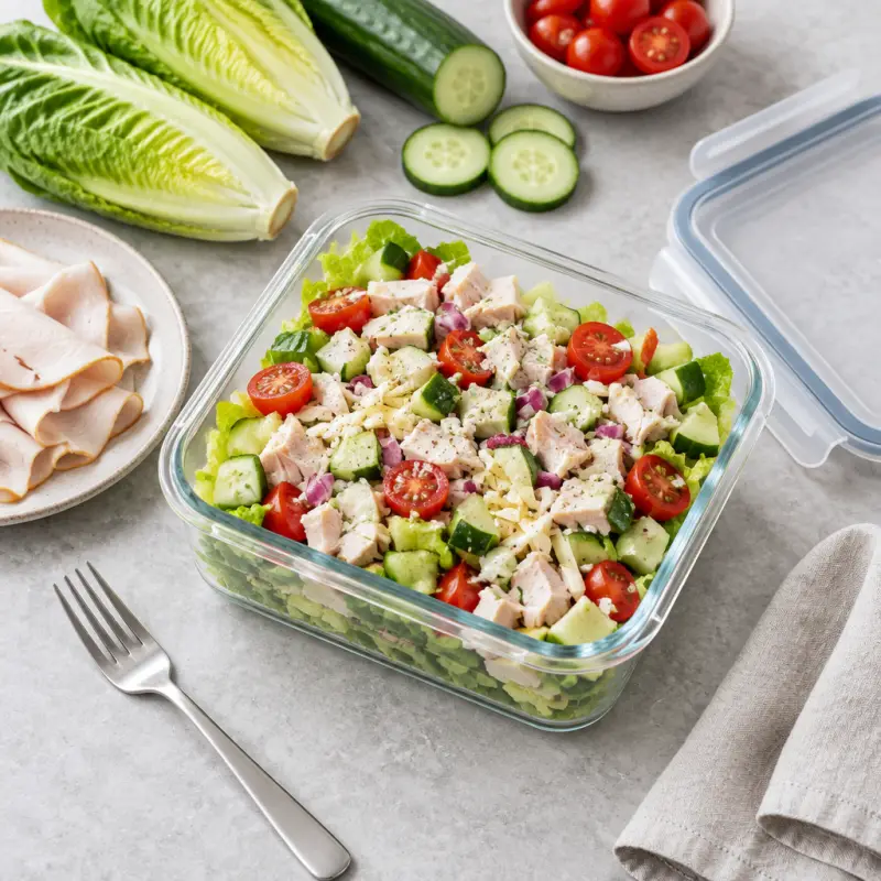 Chopped Deli Tray Salad, packed for lunch