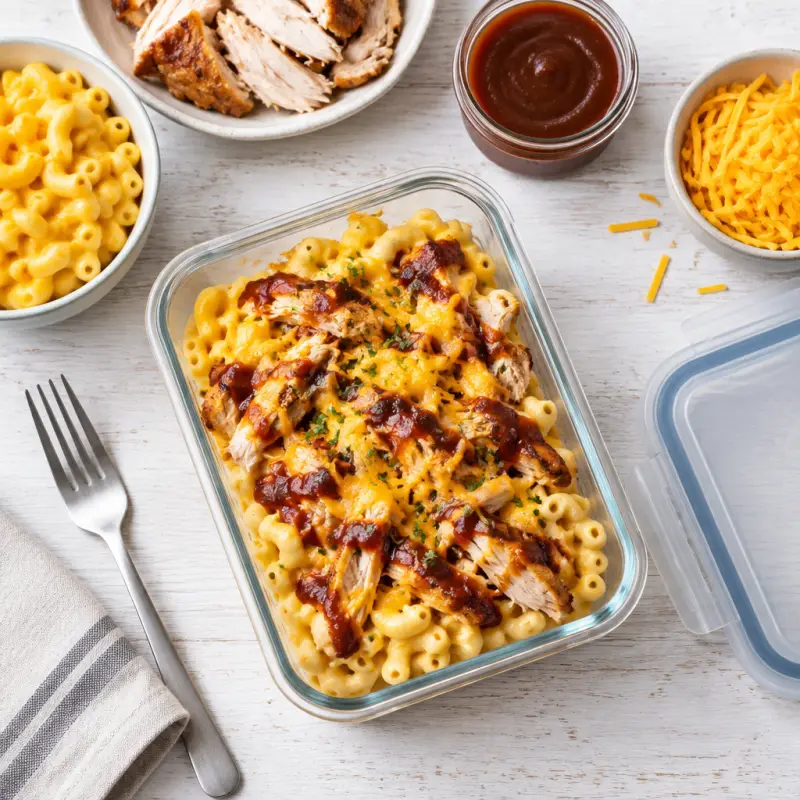 BBQ Chicken Mac Box, packed for lunch