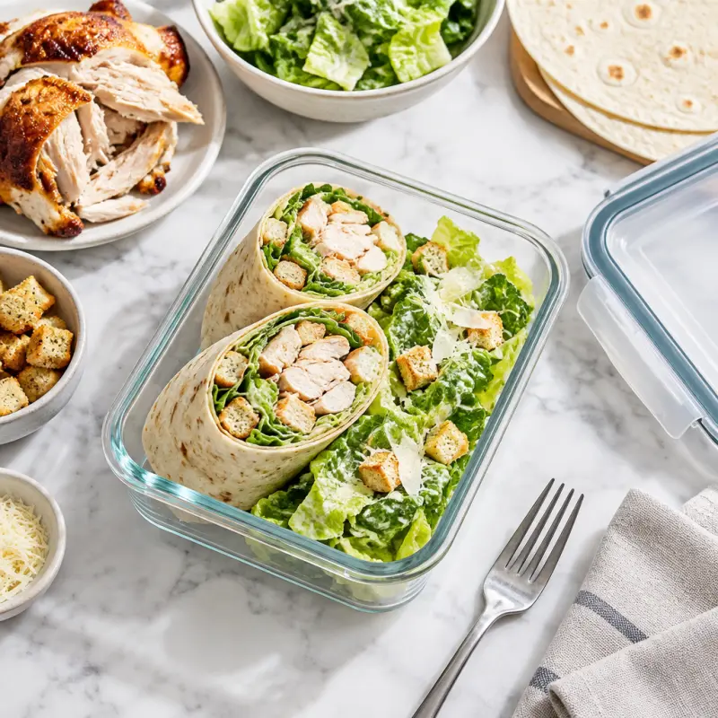 Chicken Caesar Wrap Box, packed for lunch