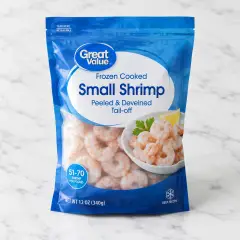 Great Value Frozen Cooked Small Peeled & Deveined Tail-off Shrimp, 12 oz