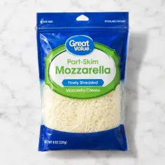 Great Value Part-Skim Mozzarella Finely Shredded, 8 oz