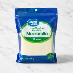 Great Value Low-Moisture Part-Skim Mozzarella Block Cheese, 16 oz Chunk