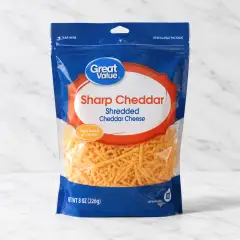 Great Value Sharp Cheddar Shredded, 8 oz