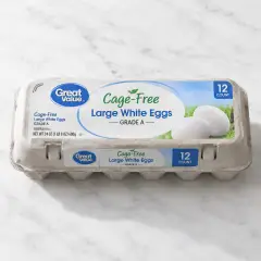 Great Value Cage-Free Large White Eggs, 12 Count