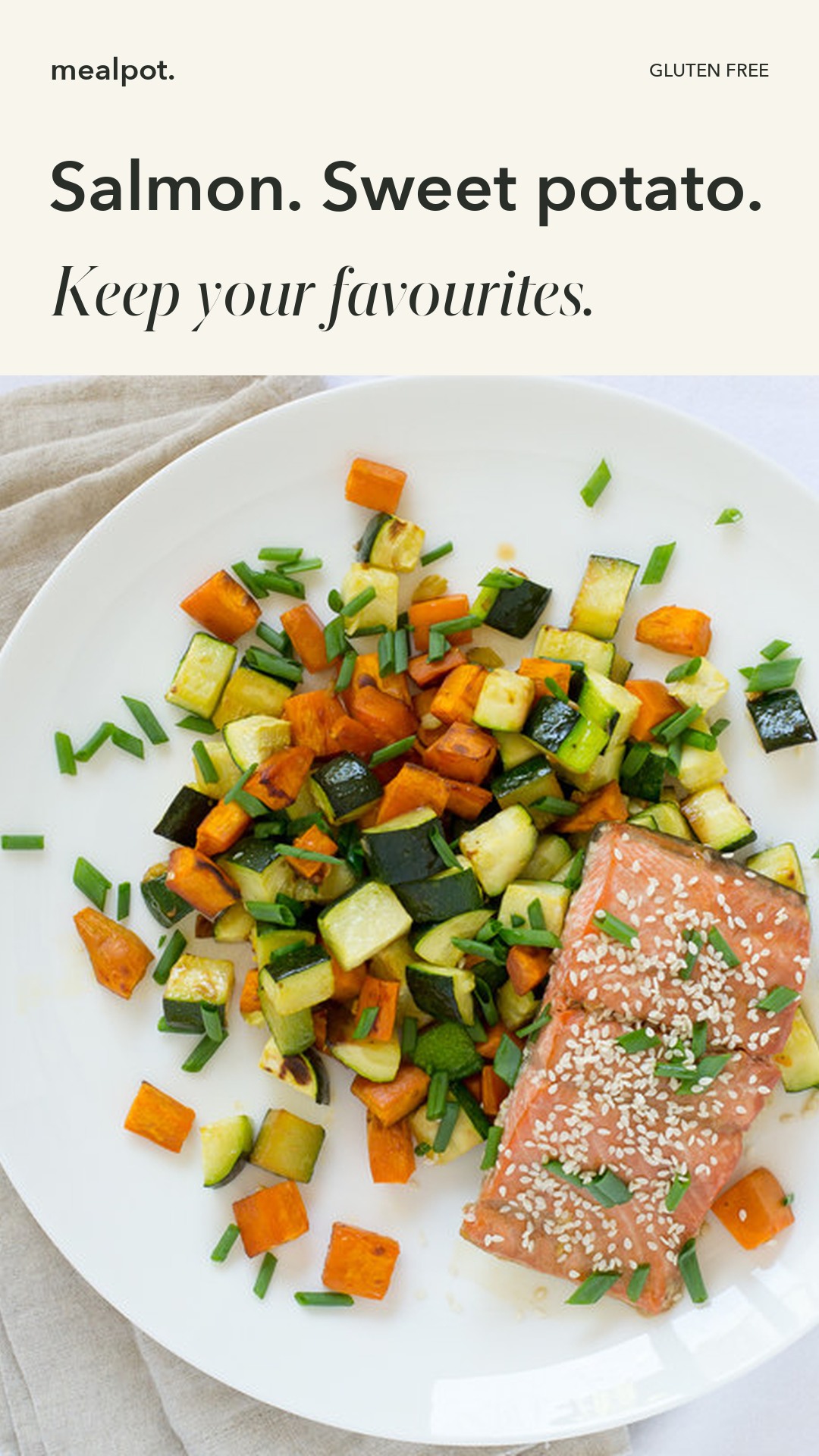 Asian-Style Salmon with Roasted Zucchini & Sweet Potatoes