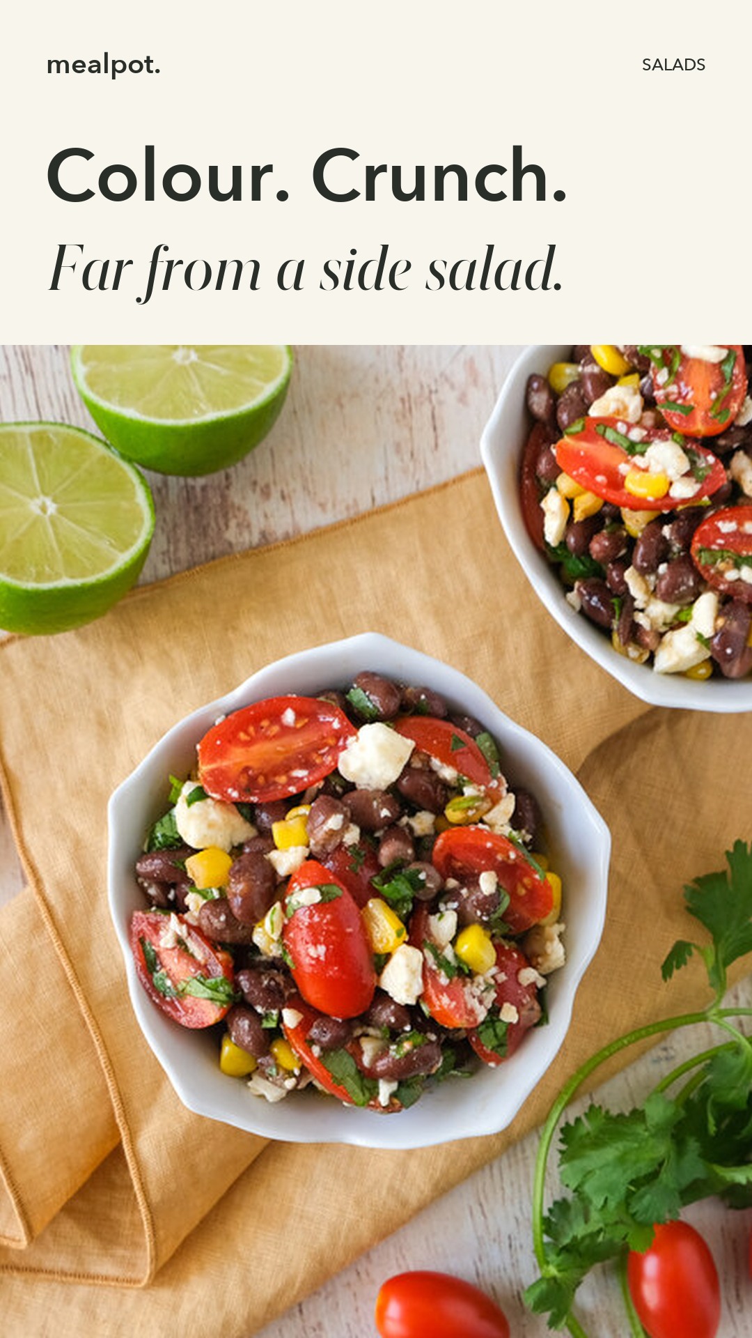 Tex-Mex Black Bean Salad with Tomato, Corn, Bell Pepper & Feta