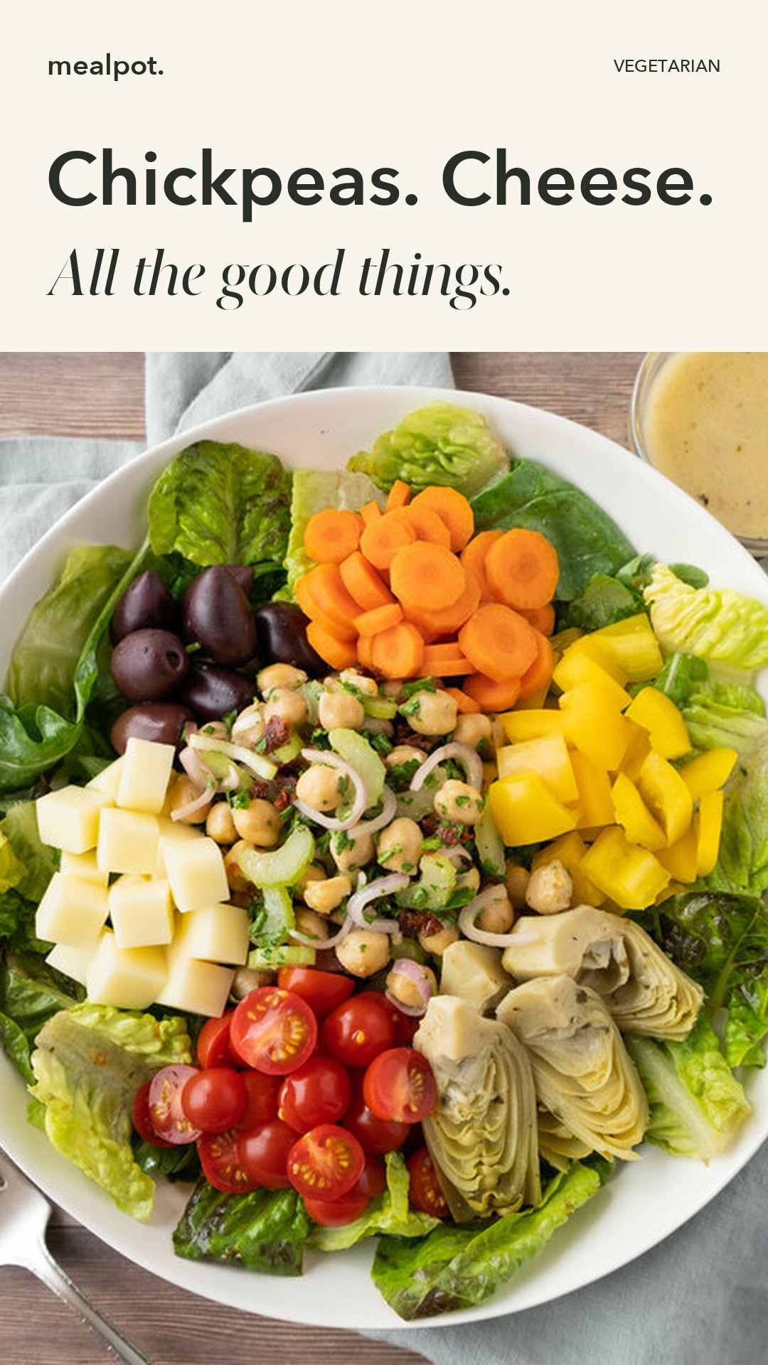 "Antipasti" Salad with Marinated Chickpeas, Mozzarella & Veggies