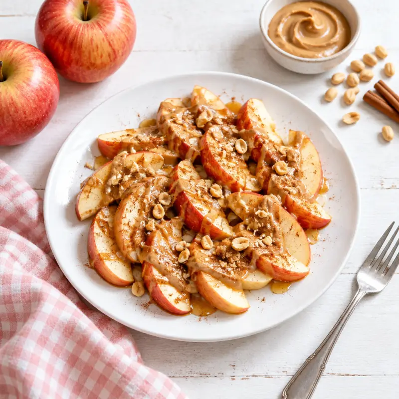 Apple Slices with Cinnamon-Honey Peanut Butter, plated