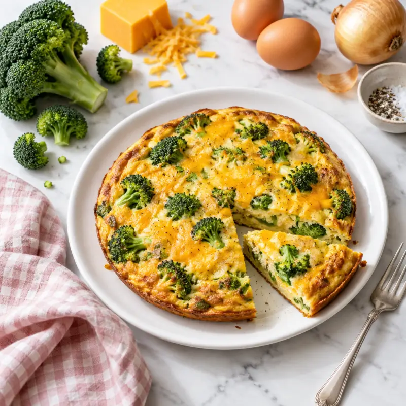 Broccoli & Cheddar Frittata, plated