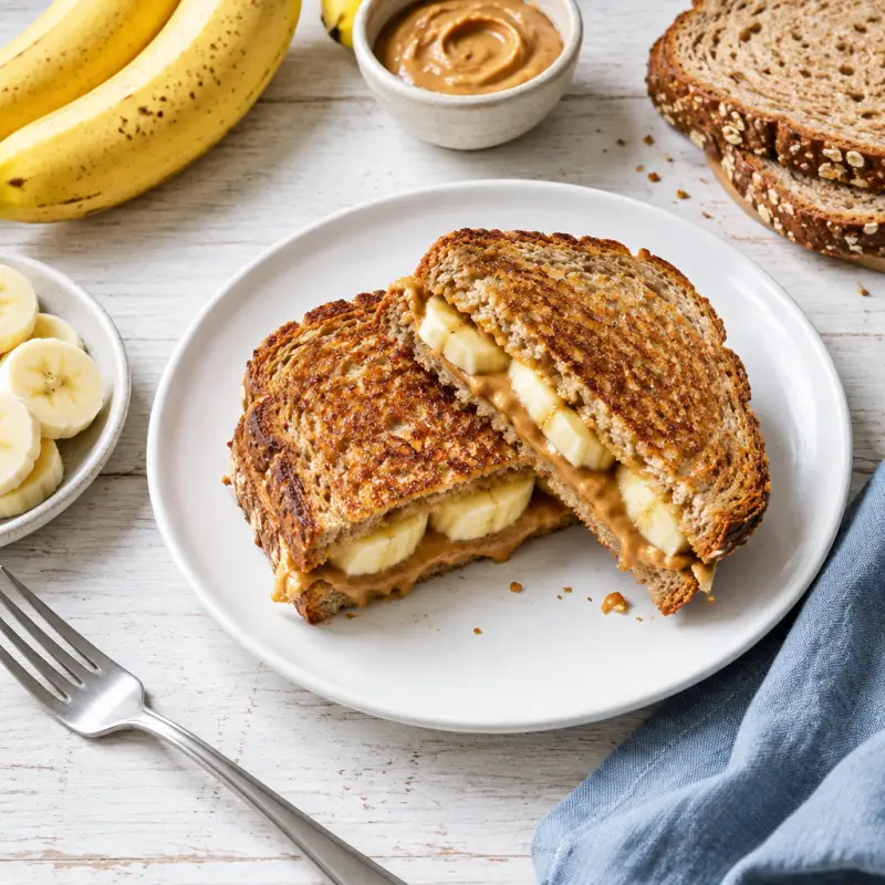 Grilled Peanut Butter & Banana Sandwich, plated