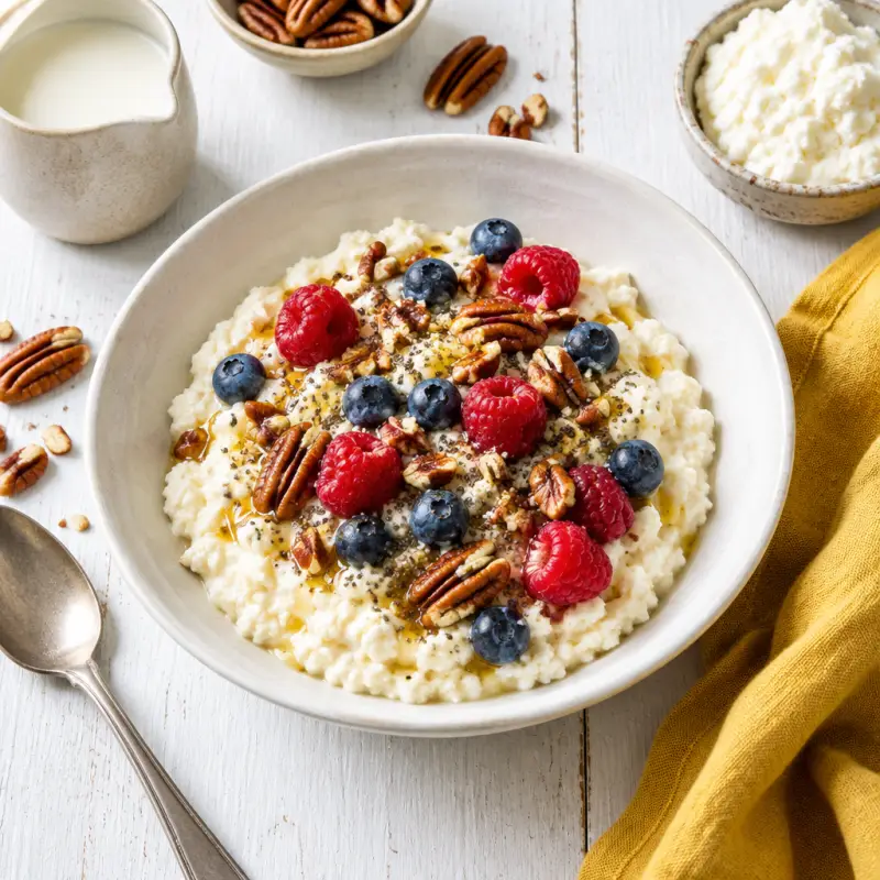 Keto Ricotta Breakfast Porridge, plated