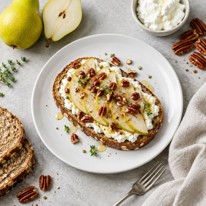 Pear & Pecan Ricotta Toast, plated