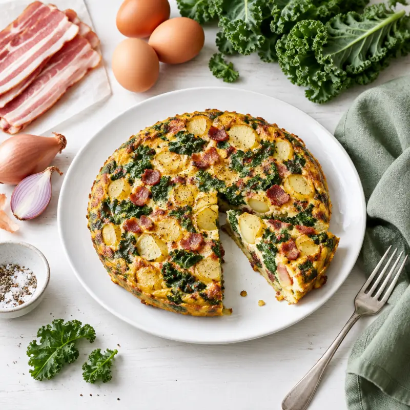Potato, Bacon & Kale Frittata, plated