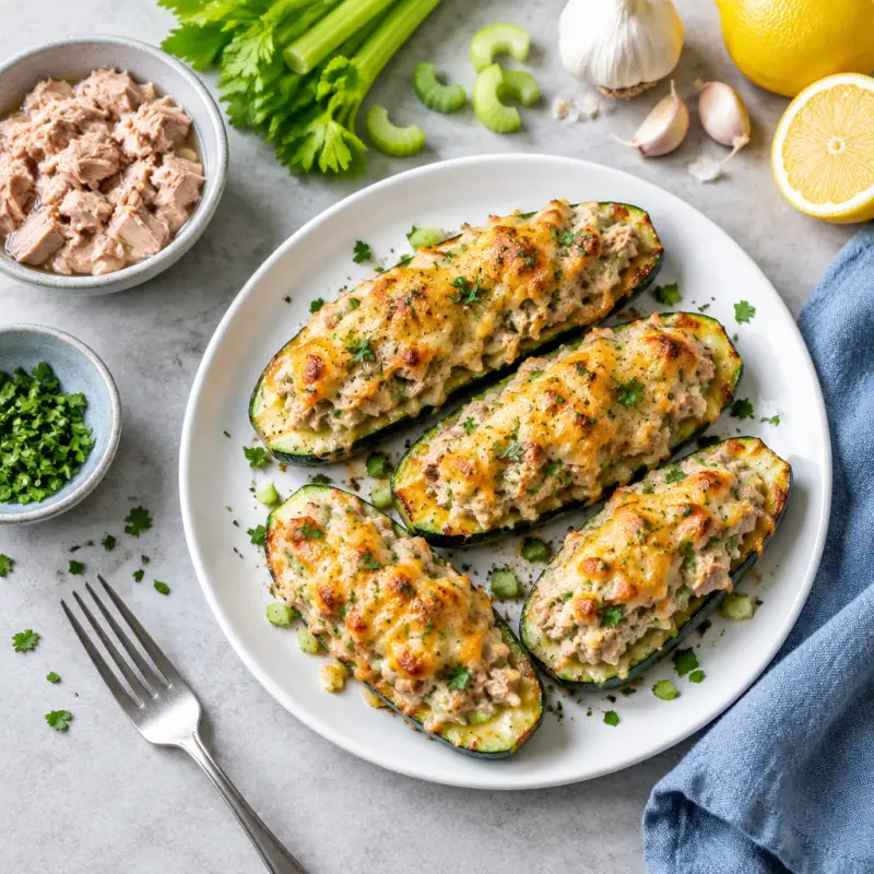 Roasted Zucchini Tuna Melts, plated