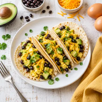 Black Bean, Avocado & Cheddar Breakfast Tacos
