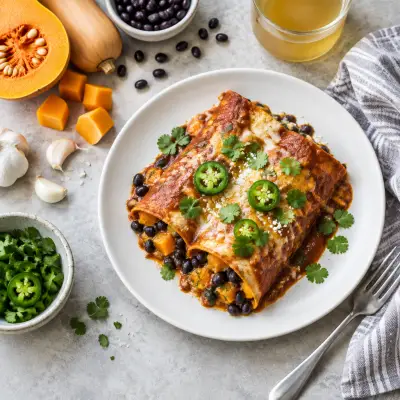 Black Bean, Butternut Squash & Jalapeño Enchiladas