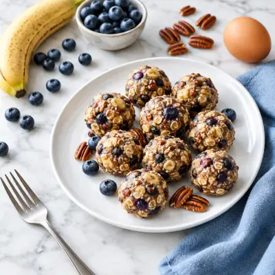 Blueberry, Banana & Pecan Oatmeal Protein Bites