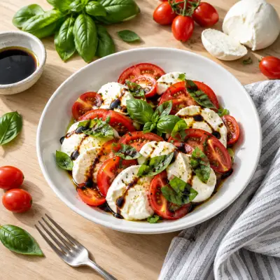 Caprese Salad with Fresh Mozzarella, Tomatoes, Basil & Balsamic