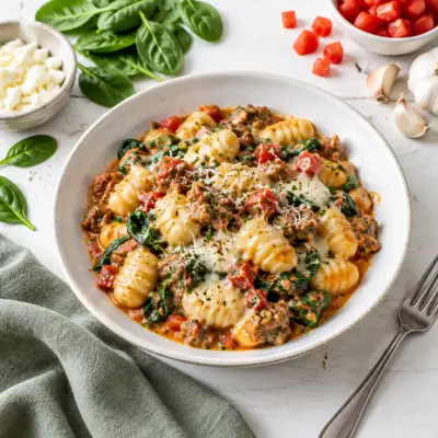 Cheesy One-Pot Gnocchi with Italian Sausage & Spinach
