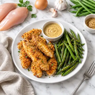 Chicken Tenders with Honey Mustard Dip & Roasted Green Beans