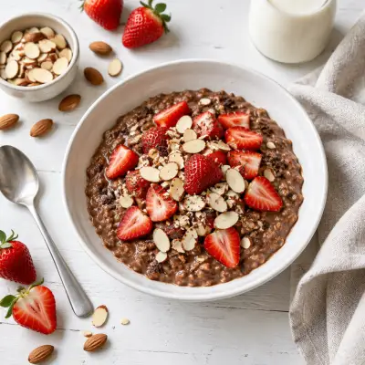 Chocolate-Strawberry Oatmeal with Sliced Almonds