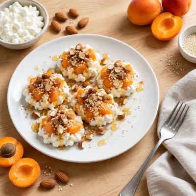 Cottage Cheese Apricot Bites with Almonds, Sesame, Honey & Cinnamon