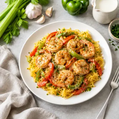 Creamy Cajun-Style Shrimp Scampi with Bell Pepper & Spaghetti Squash