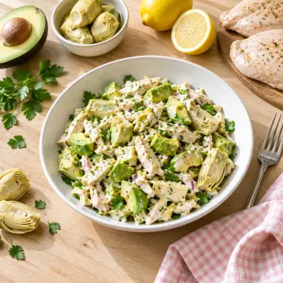 Creamy Chicken Salad with Avocado & Artichoke Hearts