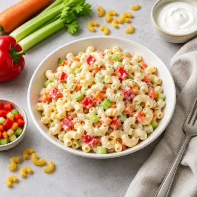 Creamy Macaroni Salad with Bell Pepper, Carrot & Celery
