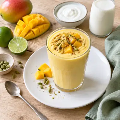 Creamy Mango Lassi Protein Shake with Cardamom