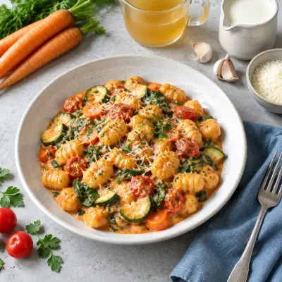 Gnocchi with Creamy Parmesan Tomato Sauce & Vegetables