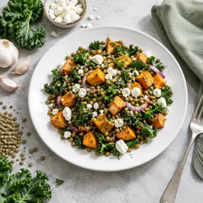 Lentil, Sweet Potato & Kale Salad with Feta