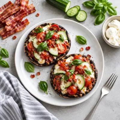 Margherita Portobello Mushroom Pizzas with Bacon
