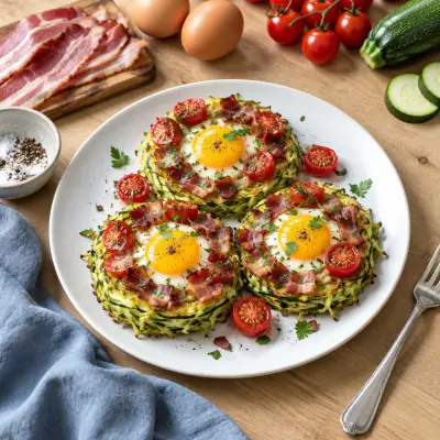 Pan-Fried Zucchini Egg Nests with Bacon & Tomato