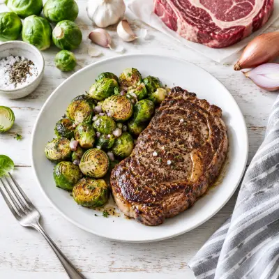 Pan-Seared Steak with Sautéed Brussels Sprouts