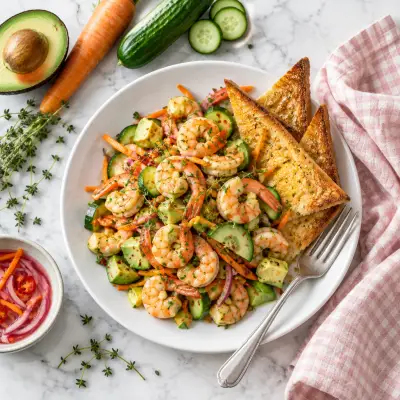 Quick Pickled Spicy Shrimp & Avocado Salad with Buttered Toast Points