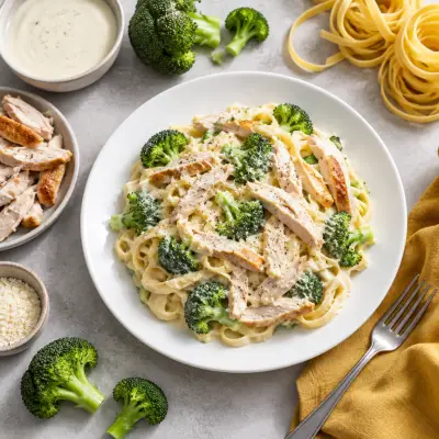 Rotisserie Chicken & Broccoli Fettuccine Alfredo