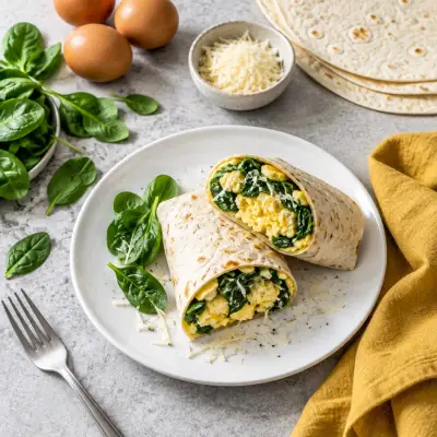 Scrambled Egg, Spinach & Parmesan Breakfast Wrap
