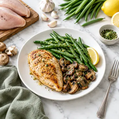 Seared Chicken Breast with Green Beans & Sautéed Mushrooms