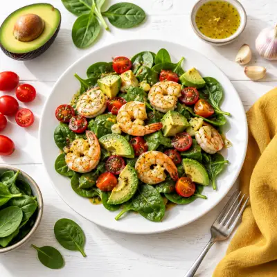 Spinach, Shrimp & Avocado Salad with Zesty Lemon Vinaigrette