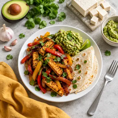 Tofu & Bell Pepper Fajitas with Guacamole