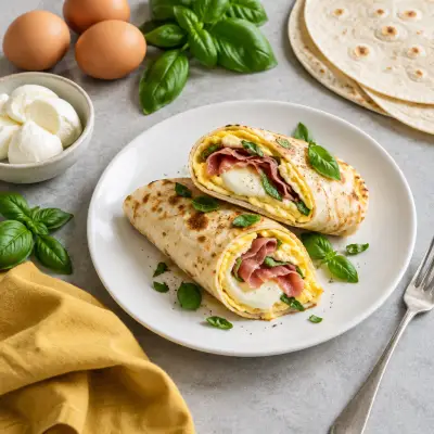 Tortilla Egg Roll with Prosciutto, Mozzarella & Basil