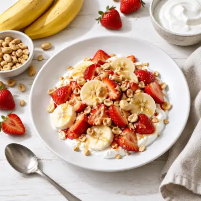 Yogurt "Banana Split" with Strawberries & Peanuts