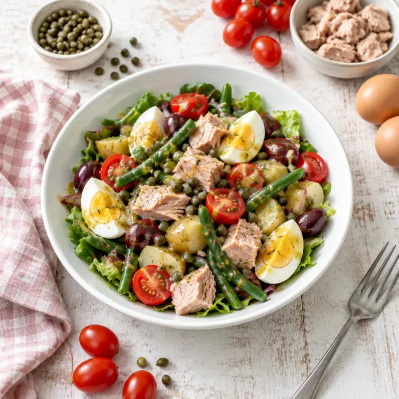 Tuna Salad Nicoise with Lemon-Caper Vinaigrette, plated