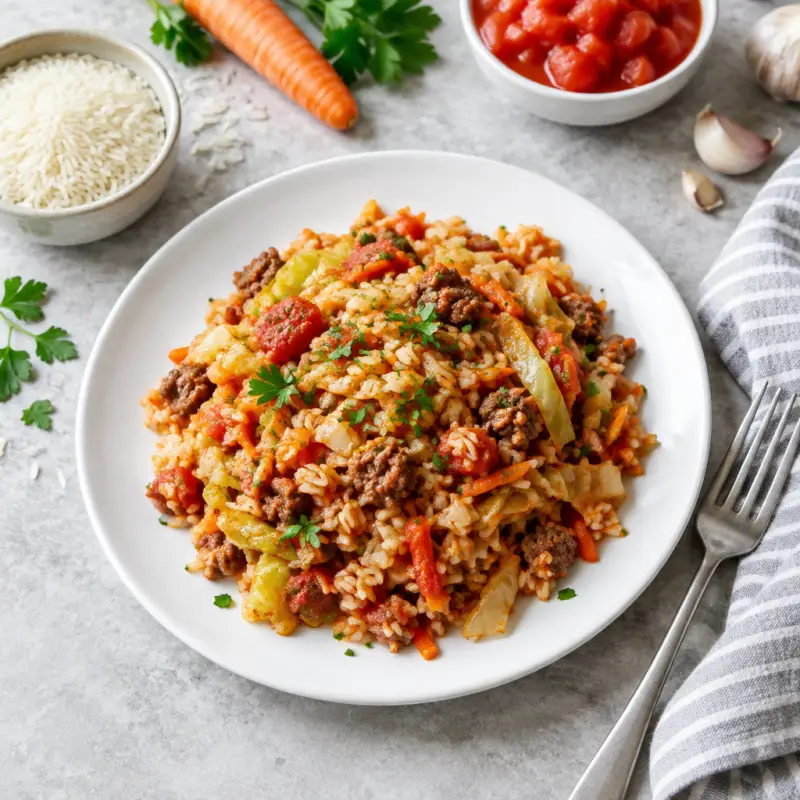 Unstuffed Cabbage Rolls, plated